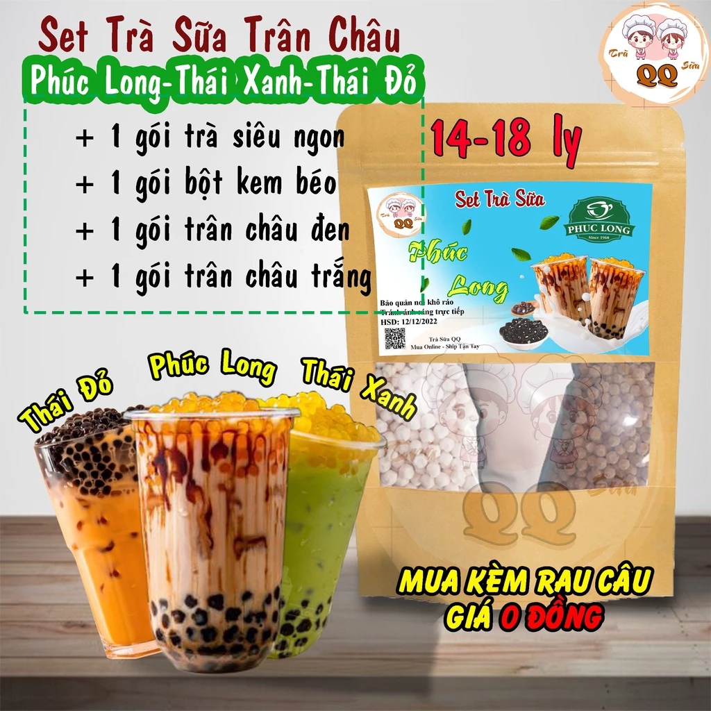 Set Nguyên Liệu 2 Lít Pha Trà Sữa Phúc Long Thái Xanh Thái Đỏ (1418 Ly)