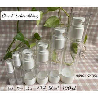 CHAi XỊT GIỌT HÚT Chân KHÔNG 5ML/10ML/15ML/30ML/50ML/100ML Chiết Mỹ Phẩm - Chai Lọ Đựng Gel, Kem Chống Nắng, Sửa Rửa Mặt