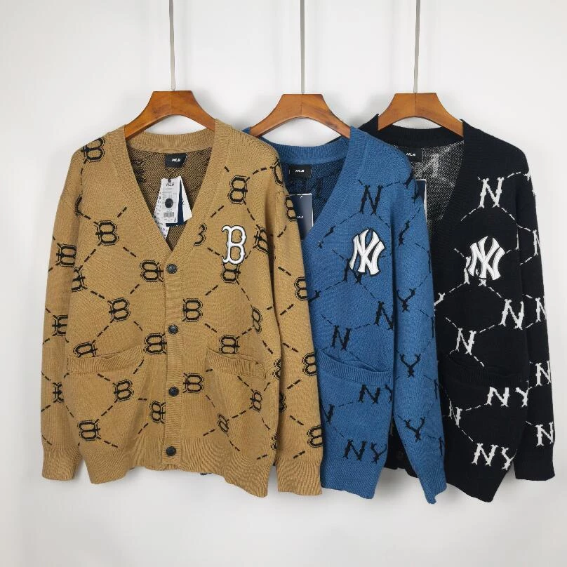 ❤❀ [Hàng Sẵn Sàng] ❤ Mlb Áo Khoác Cardigan Tay Dài Cổ Chữ V Thêu Chữ Thời Trang