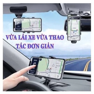 Giá đỡ điện thoại ô tô Car phone holder kẹp trên xe hơi xoay 360 độ chống rung treo đa điểm trên taplo / gương chiếu hậu