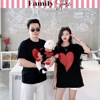 Áo phông gia đình 3/4/5 người hình trái tim chất vải mát, giá rẻ. Familystore