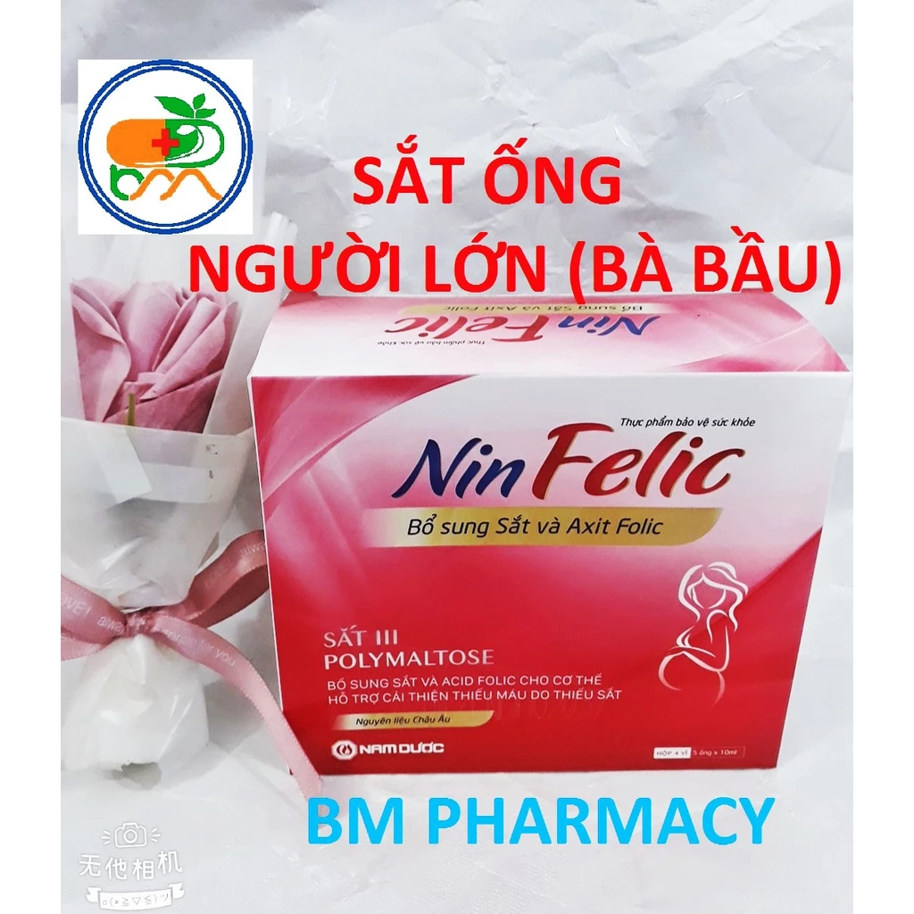 Sắt ống NinFelic, uống không gây nóng, bổ sung sắt và Acid Folic cho người lớn, bà bầu và phụ nữ cho con bú