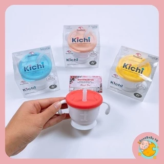 (Tặng cọ rửa ống hút) Cốc tập uống, tập hút 3 giai đoạn Kichilachi cho bé có vạch chia 150ml Goodbabyvn