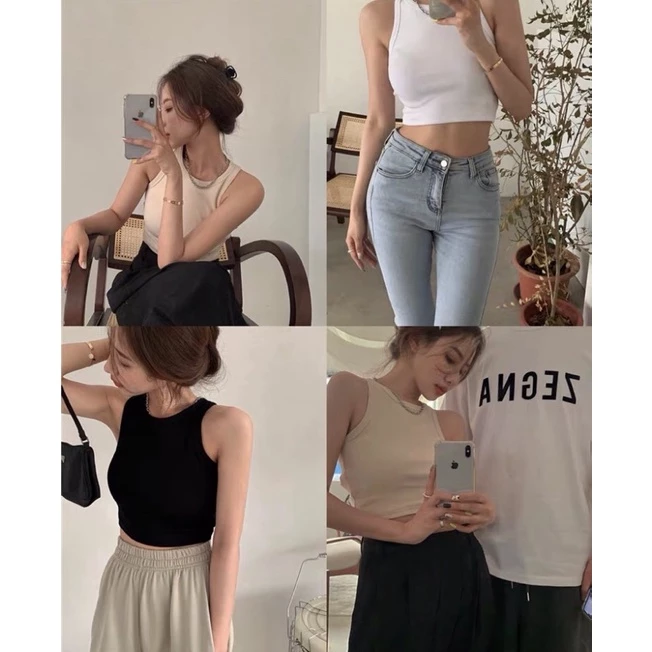 Áo nữ áo croptop ba lỗ ngược CHẤT THUN GÂN