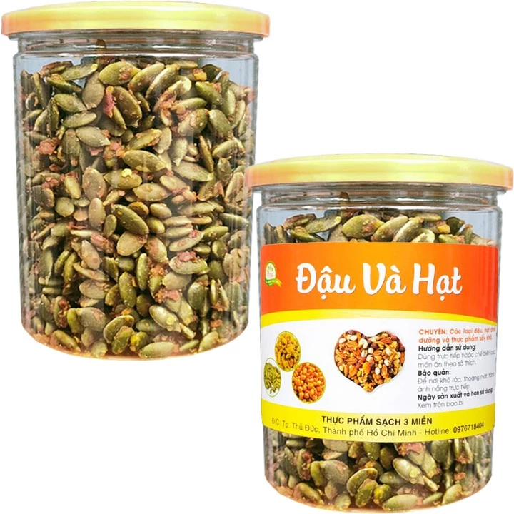 NHÂN HẠT BÍ RANG TỎI ỚT GIÒN NGON - HŨ 250G HIỆU TPS