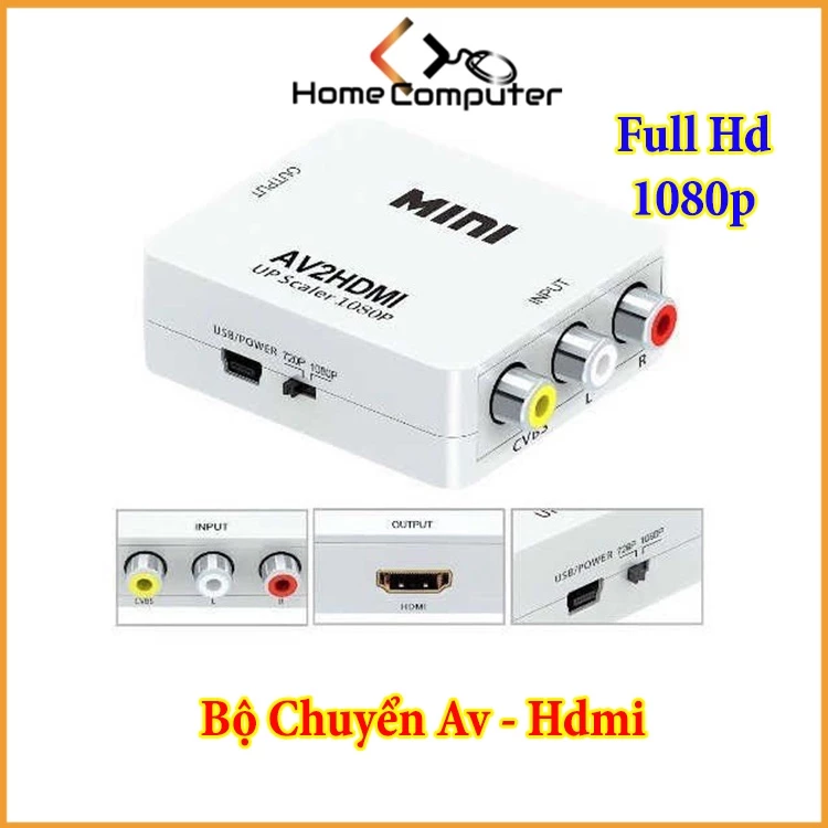 Bộ chuyển AV sang HDMI, chuyển từ cổng av ra cổng hdmi bảo hành 6 tháng