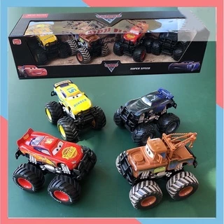 Hộp đồ chơi 4 xe đua Monster Truck bánh to , xe đua Mcqueen mẫu đẹp cho bé