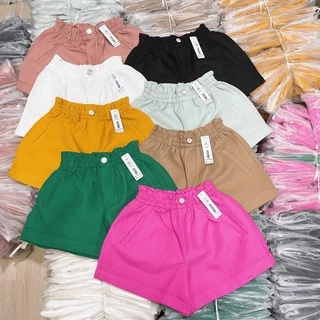 Quần Short Nữ Xốp Lưng Thun Phối Nút Freesize, Quần đùi nữ kiểu cạp cao eo co giản, nhiều màu - Ly STORE