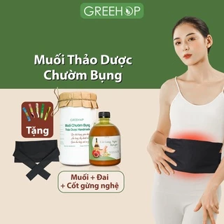 Muối chườm bụng sau sinh, đai chườm giảm eo GREEHOP (tặng kèm dây đo) handmade.