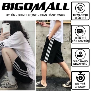 Quần short 3 sọc nam nữ thời trang ullzzang BIGOMALL - Quần đùi ba sọc phối màu siêu hot