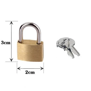 Ổ khóa balo, cặp, vali, túi xách, nhật ký mini Brass Padlock + 2 chìa khóa