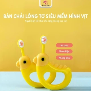 Bàn chải Kichi hình Vịt dễ thương lông tơ siêu mềm mại cho bé 2-5 tuổi