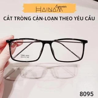 Gọng kính cận mảnh nhựa dẻo chân kim loại 8095 Hainam Eyewear nam nữ mắt vuông nhiều màu