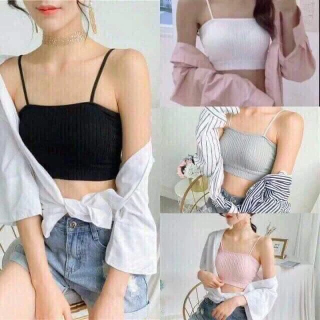 Áo bra quây gân tăm 2 dây co giãn 4 chiều( Loại 1 Chất Đẹp) freesize co giãn thoáng mát dễ chịu