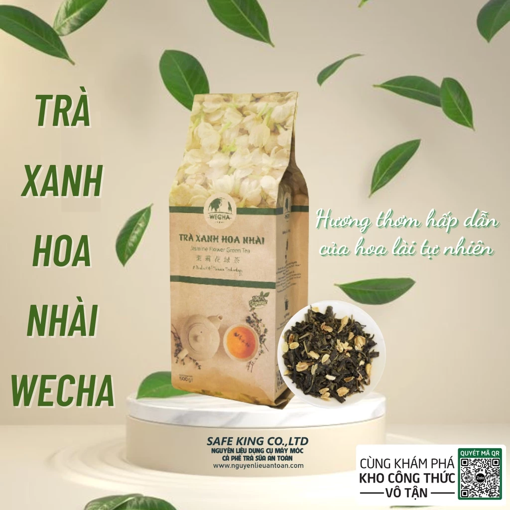 Trà Xanh Hoa Nhài, Trà Lài, Trà Nhài, Lục Trà, Thương Hiệu Wecha Cao Cấp 500gr Tinh Hoa Trà Việt