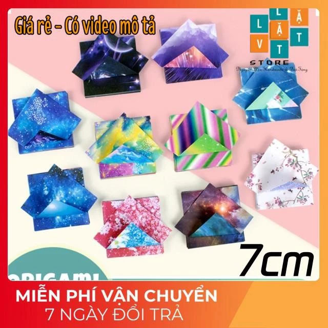 Giấy origami vuông 7 Cm nhiều mẫu lựa chọn - Giấy xếp hình, giấy gấp hạc 2 mặt để gấp giấy