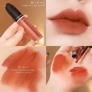 Son kem lì MAC 998 Sorry Not Sorry Màu Cam Cháy siêu hot, son Mac Powder Kiss Liquid chính hãng date xa