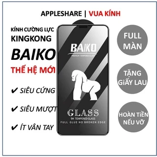 Kính cường lực iPhone Full màn KINGKONG BAIKO 14 13 12 11 pro max x xr xs max 6 6s 7 8 plus xsmx promax hạn chế vân tay