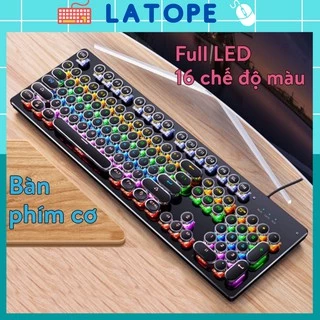 Bàn phím cơ Latope bàn phím gaming nút tròn dễ thương Full LED RGB T907