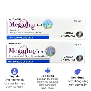 MEGADUO PLUS Retinal / Gel Mega Duo Azelaic Acid - giảm mụn, giảm thâm, dưỡng da, mờ sẹo 15g