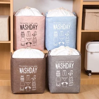 Giỏ đựng quần áo vải bố cỡ lớn, túi đựng chăn màn đa năng washday có thể gấp gọn vintage xinh xắn 88307