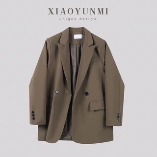 [ Sẵn] Áo blazer nữ áo vest khoác ngoài phong cách hàn quốc màu đen nâu tây kẻ 2 lớp 1 lớp kozoda