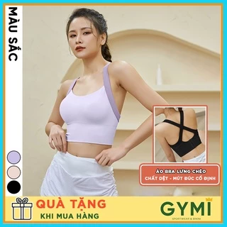 Áo bra tập gym yoga nữ GYMI AL42 dáng thể thao mút ngực cố định chất dệt co giãn thoáng mát nâng đỡ ngực