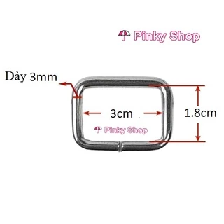 Khoen chữ nhật 3cm màu bạc làm phụ kiện túi xách, balô Pinky Shop mã KCNB3-1