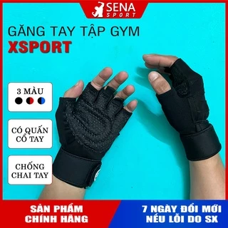 Găng tay tập gym có quấn cổ tay chính hãng XSPORT- chống chai và trợ lực cổ tay