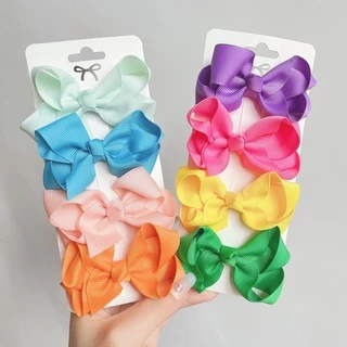 Kẹp tóc nơ KIDSBOWS màu trơn cỡ 3inch thời trang xinh xắn cho bé gái