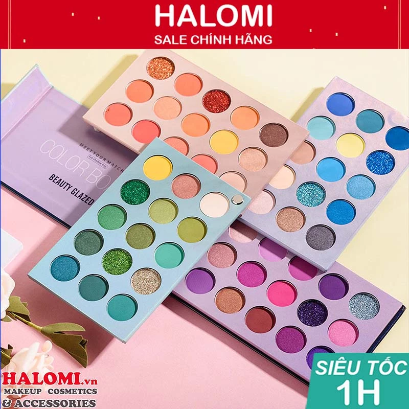 Bảng màu mắt 60 ô Beauty Glazed Color Board gồm 4 bảng nhỏ 15 ô với đủ tone màu phổ biến dễ makeup