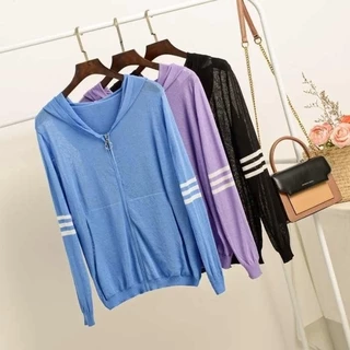 Áo khoác cardigan có nón trùm và khóa kéo sành điệu cho nữ