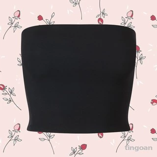 TINGOAN® - Áo quây ngực dáng ống không đệm thun trơn croptop đen TUBE TOP/ BL