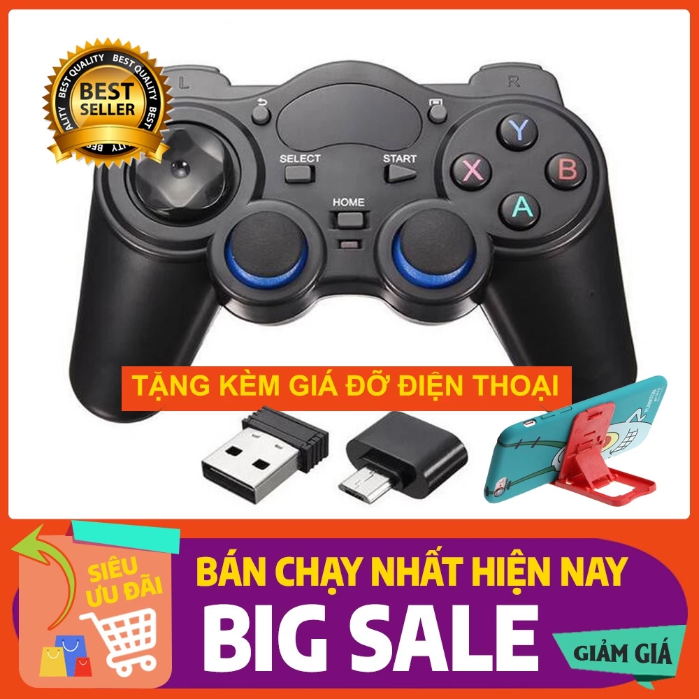 Tay cầm chơi game không dây wireless 2.4G cho Android TV, điện thoại Android, PC, TV Box, PS