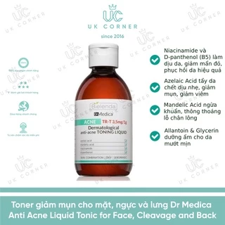 [Bill UK] Toner giảm mụn cho mặt, ngực và lưng Dr Medica Anti Acne Liquid Tonic for Face, Cleavage and Back