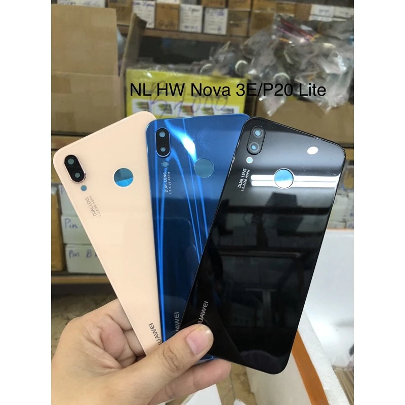 Nắp lưng Huawei Nova 3E/P20 Lite ko kính cam (xanh, vàng, hồng, đen)