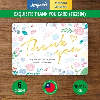 Thiệp giấy chủ đề Cảm ơn Thank you Card Cao Cấp Nhập Từ Đài Loan TK2504 với Chữ Nhũ Vàng Họa tiết Cute Size 10.4x15cm