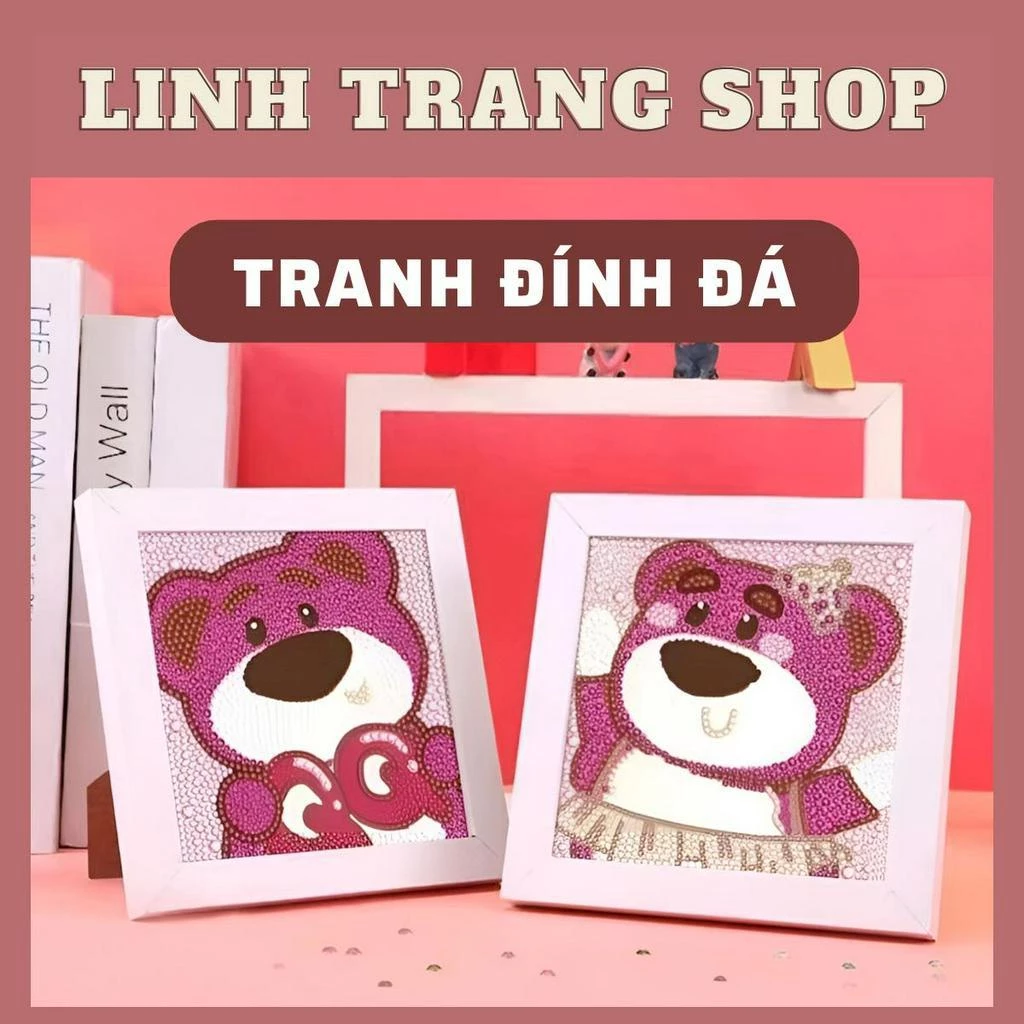 (Có Kèm Khung) Tranh Đính Đá Tự Làm,Tranh Gắn Đá 5D DIY Nhiều Hình Xinh Dễ Thương