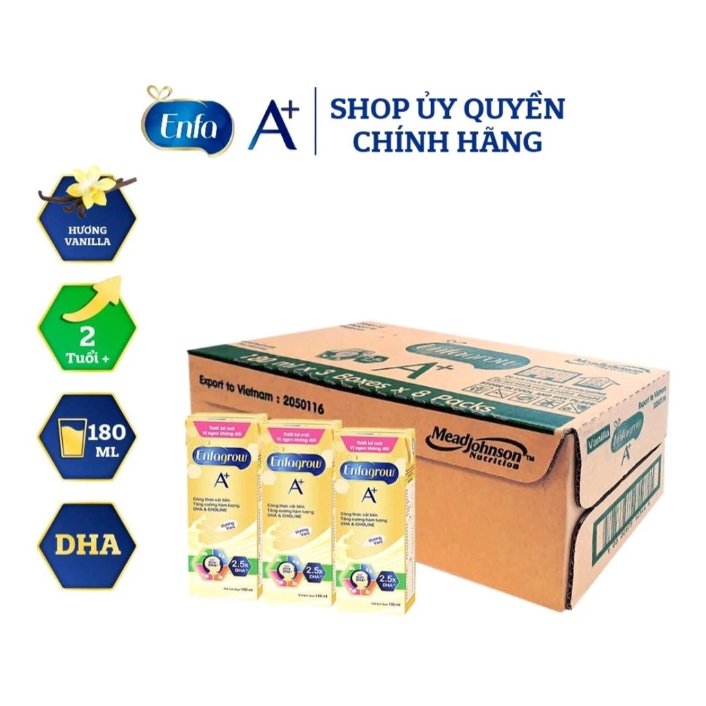 1 thùng 24 hộp Sữa bột pha sẵn ( sữa nước) Enfagrow A+ 360 DHA cho bé từ 2 tuổi trở lên date mới