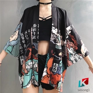 Se Áo Sơ Mi Kiểu Kimono Tay Rộng Phong Cách Vintage Trung Hoa Thời Trang Cho Nam Và Nữ