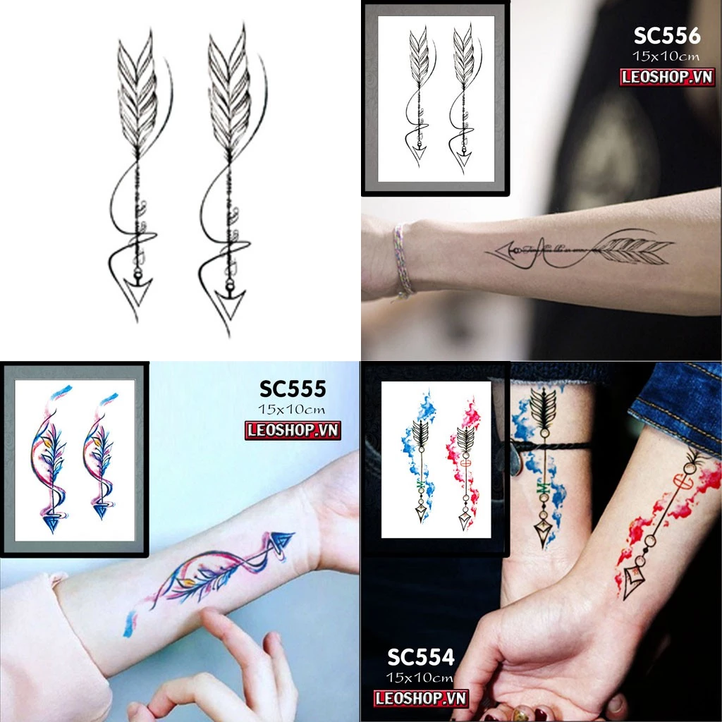 [Loại Ngắn Ngày] Hình Xăm Dán Nhỡ Mũi Tên Chụp Ảnh, Đóng Phim, Dễ Dàng Tẩy Xóa - Dùng 2-5 Ngày (10x15cm)