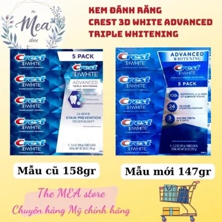 [MẪU MỚI]KEM ĐÁNH RĂNG CREST 3D WHITE ADVANCED 147gr HÀNG MỸ CHUẨN AUTHENTIC