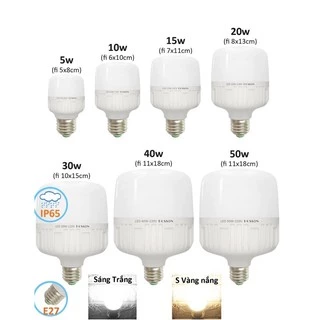 Sale sập sàn_ Bóng đèn bulb trụ 5w, 10w, 15w, 20w,30w, 40w, 50w ánh sáng trắng và vàng