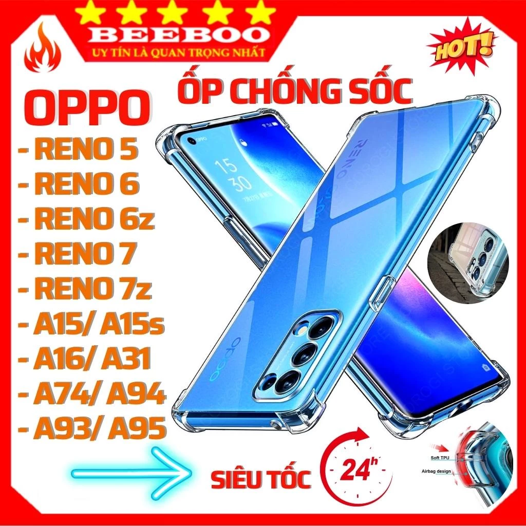 Ốp lưng Oppo A15/A15s/A16/A31/A57/A76/A74/A93/A94/A95/A96/Reno 5/ 6/ 6z/ 7/ 7z [5G] - Trong chống sốc -Bảo vệ Camera