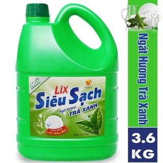 Nước rửa chén lix siêu sạch hương trà xanh 3.6kg H1