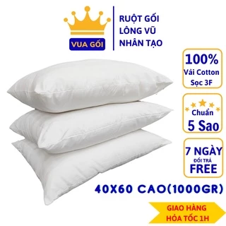 Ruột Gối Lông Vũ Microfiber Cao Cấp Chuẩn Khách Sạn 4-5 Sao Gối Lông Vũ Nhân Tạo Êm Ái, Kháng Khuẩn KT 40x60 -gLoại 1000