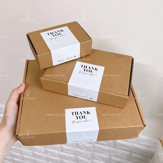 Tem Decal Dán Hộp Carton, Tem Thank You Dán Niêm Phong Hộp - Size 11x6.5cm - Thank You For Your Order - Trắng Sang Trọng