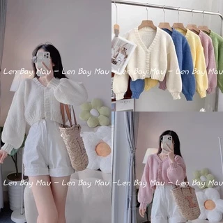 (sỉ giá tốt) Áo khoác Cardigan dáng ngắn, Áo Cardigan len nữ, Áo khoác croptop nữ chất len mỏng hàng loại 1 - QK - 001