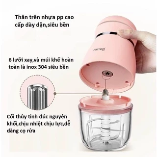 Máy Xay Hattiecs 6 Lưỡi, Máy Xay Hattiecs Đa Năng Xay Đồ Ăn Dặm Cho Bé Siêu Mịn Siêu Bền Tặng Kèm Thìa