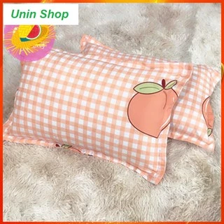 (Rẻ vô địch) Áo gối nằm, vỏ gối đầu 45x65cm poly cotton mẫu Kẻ Đào Cam bao bọc gối nằm nhiều mẫu mới